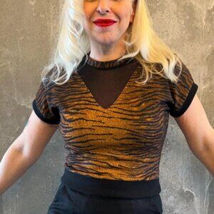 Tiger Print Rockabilly Punk Mesh Top LacaLacaStuff